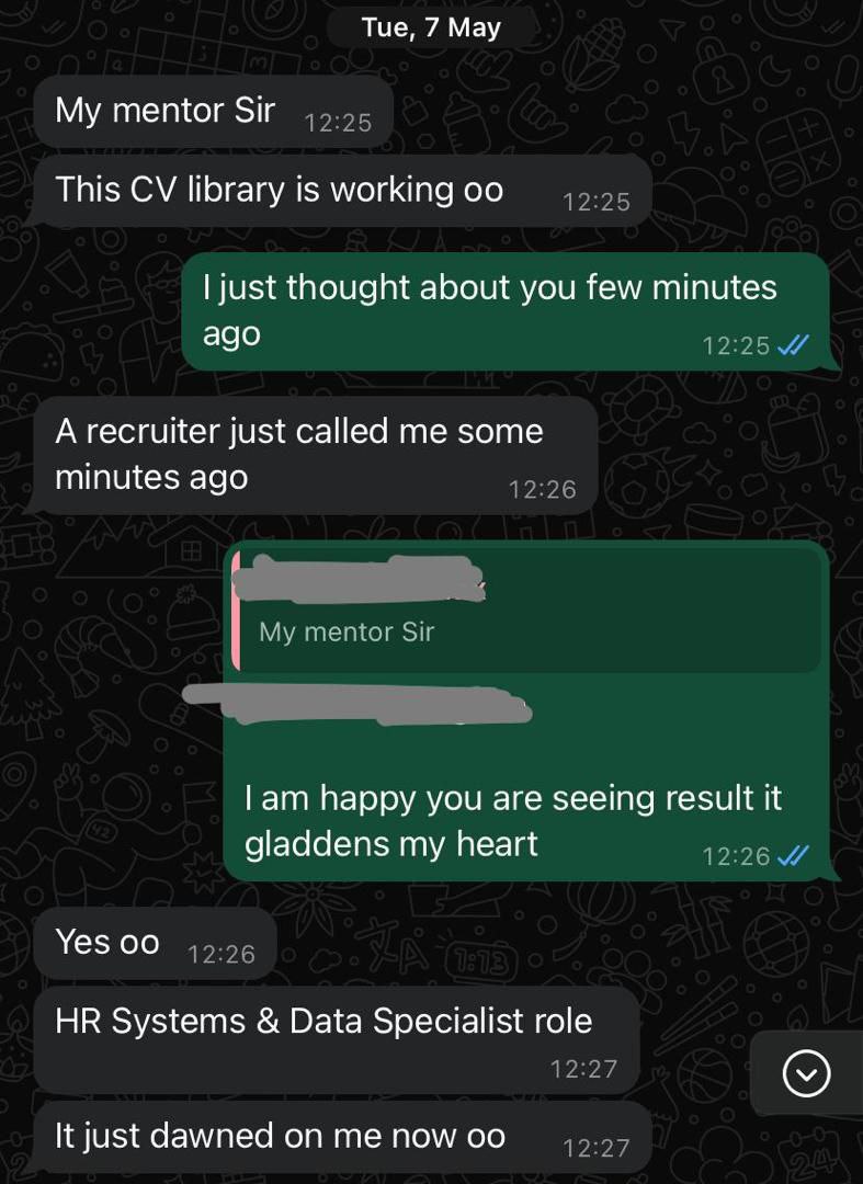 testimonial screenshot of a student